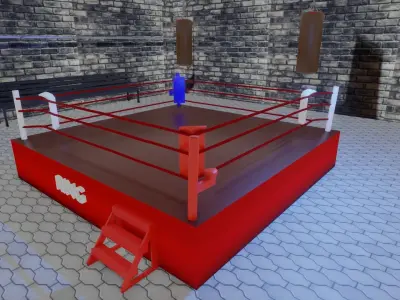 BOXEUR two punching bags hanging on brick wall Low-poly 3D model