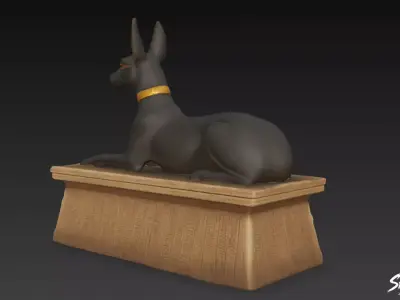 Egyptian Anubis Jackal Statue Low-poly 3D model