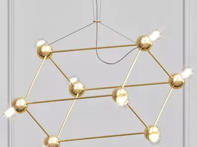 Molecule Gold Chandelier 3D model