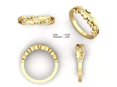 Diamond Ring For Women 3d Print Model 3D print model 2