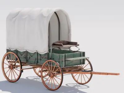 Covered Wagon 01 Low-poly 3D model