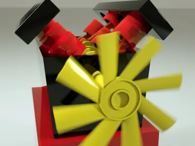 V8 Engine Animated - Octane Render 3D model