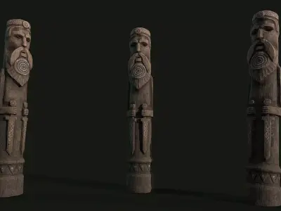 Totem wood 3 pbr 4k  Low-poly 3D model
