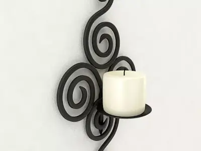Wallmounted Iron Candle Holder 3D model