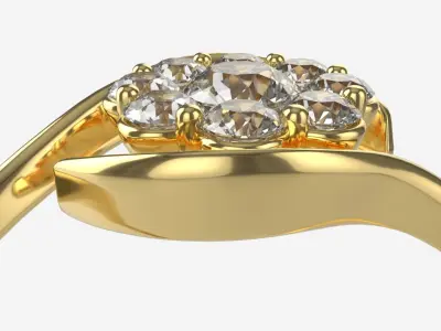 Gold Diamond Ring Jewelry 05 3D model