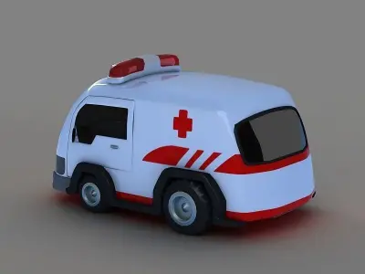 Cartoon ambulance q cartoon toy car 3D model