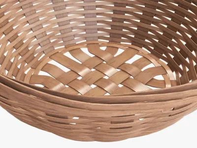 Wicker basket bowl with clipping path 2 light brown 3D model