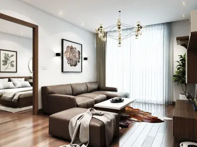 Livingroom Kitchenroom and Dinningroom 3dmodel V-ray Scene 3D model