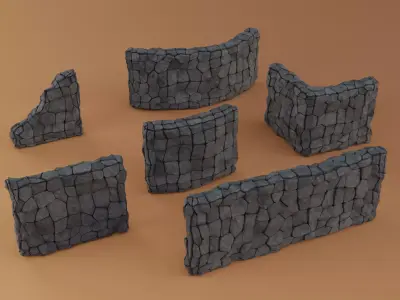 Stone Wall Building Set 3D model