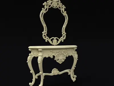 dressing table with mirror set 3D model