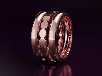 half bead and line Ring  Free 3D print model