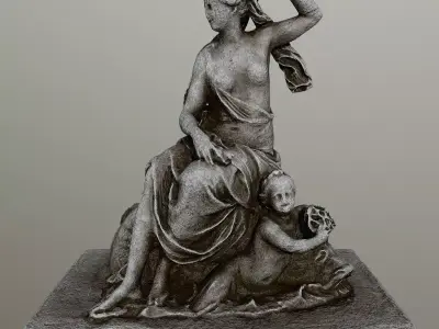 statue 6 of woman holding child Low-poly 3D model