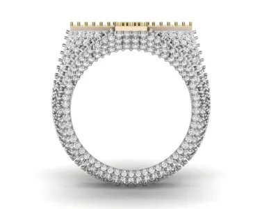 Dual Tone Cross Diamond Cross Signet Ring  3D print model