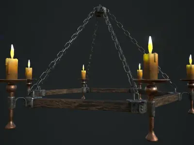 Chandelier with 3 textures and 2 LODs Low-poly 3D model