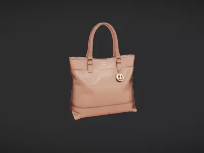 Luxury handbag with logo charm 3D model