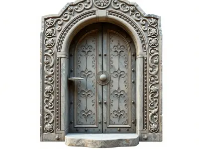Ornate Medieval Arch Door Model Pack Low-poly 3D model