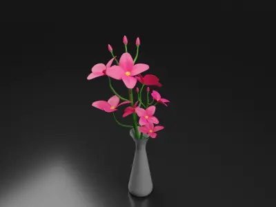 3D Flowers in vase Low-poly 3D model