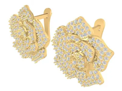 Elegant Floral Cluster Diamond Earrings for Women  2807 3D print model