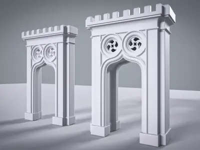Highpoly Gothic Portal - type 7 3D model