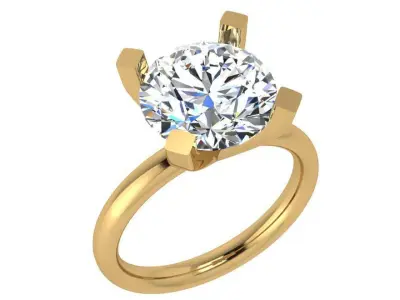 Round Diamond Solitaire Ring 3856 3D print model