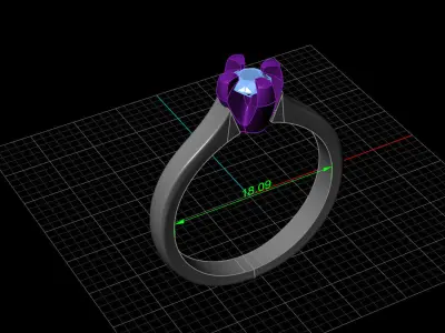 STL 3DM Print Ready Women Diamond Ring Lightweight Printable  3D print model 34