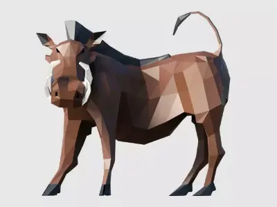 Warthog polygonal Low-poly 3D model