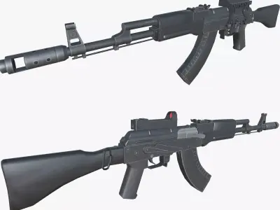 15-AK-47M-gun model 3d game ready model Low-poly 3D model Low-poly 3D model