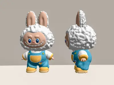 Modern toys Labubu plush toys ornaments combination Handmade 3D model