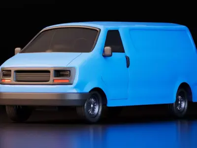 Stylized Delivery Van Low-poly 3D model