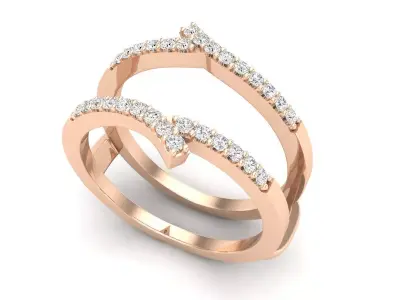 AV 509 Diamond Ladies Wedding Band Double Ring 3D print model
