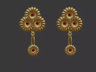 3D Printable Earring  And Chain Set-7 -Handmade Gift - DIY 3D print model