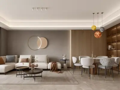 Modern Open Living Dining Room High End 3D Interior Scene 3D model