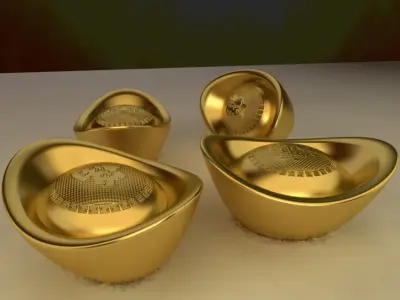 Chinese Gold Ingot 3D model