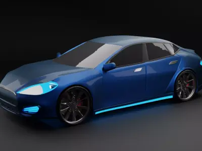 High Poly Tesla Car Free 3D model