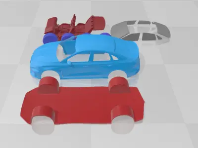 Audi RS3 Sedan 2025 - Separate Parts STL Model 3D print model