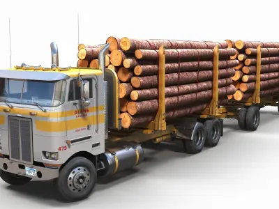 Peterbilt 362 logger truck Low-poly 3D model