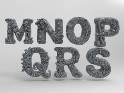 christmas alphabet decor M to S  3D print model