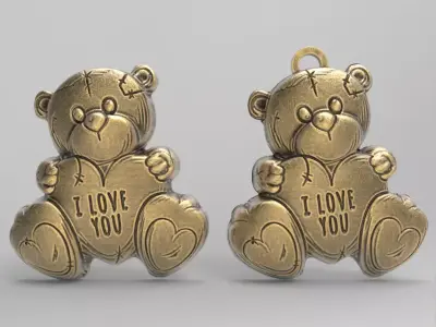 teddy say i love you decor  3D print model
