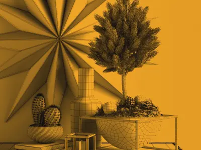 Decor set with pine tree 3D model
