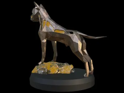 Steampunk German Boxer Rock Low-poly 3D model