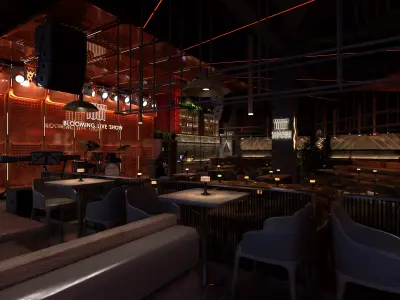 Luxury nightclub bar interior design  3D model