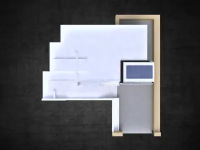 Modern residential architectural home  Low-poly 3D model