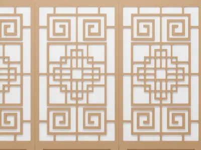 Chinese Window Low-Poly Set 1 3D Model Pack