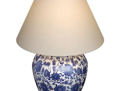 Ralph Chinoiserie Floral Ginger Jar Nightstand Table Lamps 3D model