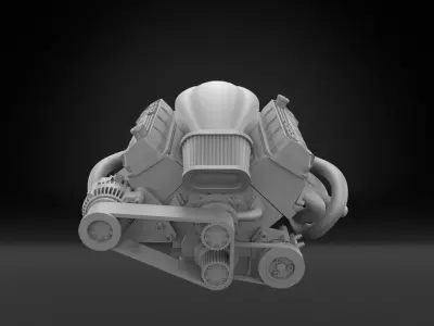 632 Chevrolet Big Block with TH400 Automatic Transmission 3D print model