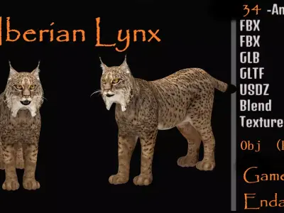 Iberian Lynx Low-poly 3D model