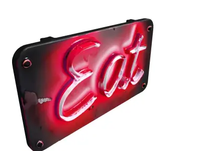 Retro Eat Neon Sign Low-poly 3D model