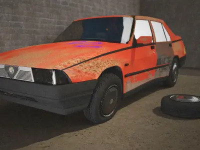 Abandoned car degraded 3D model
