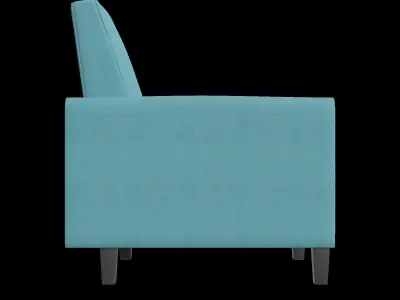Blue Upholstered Club Recliner 3D model