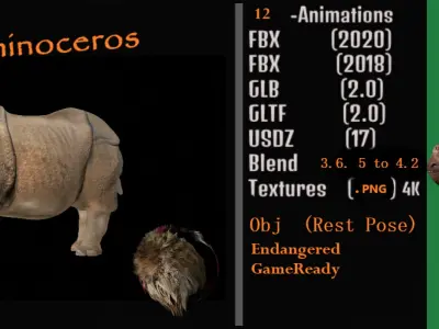 Indian Rhinoceros 3D model